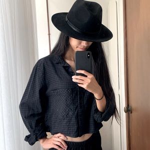 American Apparel cropped plaid button down shirt